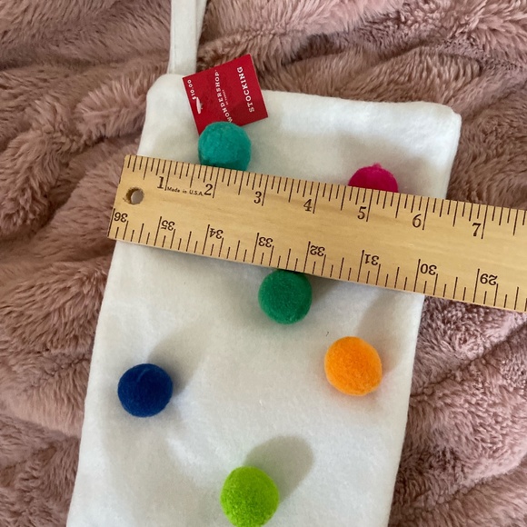 TARGET WONDERSHOP COLORFUL POM POM FLEECE CHRISTMAS STOCKING NWT - Picture 9 of 11